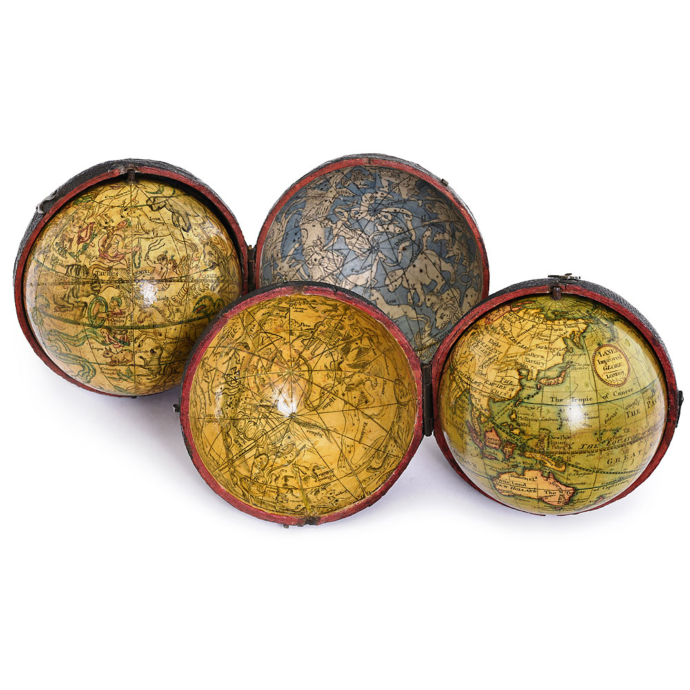 Nicholas Lane's Pocket 3-inch Terrestrial and Celestial Pocket Globes, c. 1825