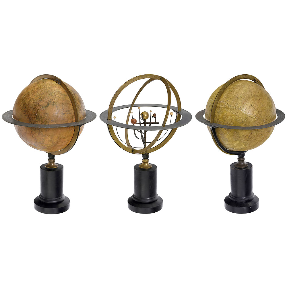 Pair of Celestial and Terrestrial Globes and Planetarium, 1853 